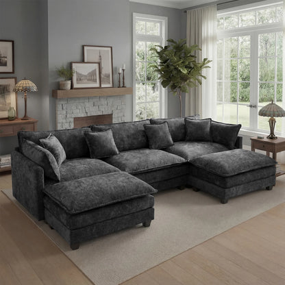 Modular Sofa | Comfy Cloud Sectional Couch with Deep Seats & Ottoman | Versatile Design for Living Room Comfort 9