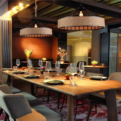 Rustic Pendant Light | Hemp Rope Hanging Lamp with Industrial Charm | Vintage Kitchen Pendant Lighting for Cozy Ambiance 2