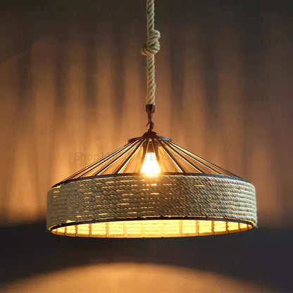 Rustic Pendant Light | Hemp Rope Hanging Lamp with Industrial Charm | Vintage Kitchen Pendant Lighting for Cozy Ambiance 3