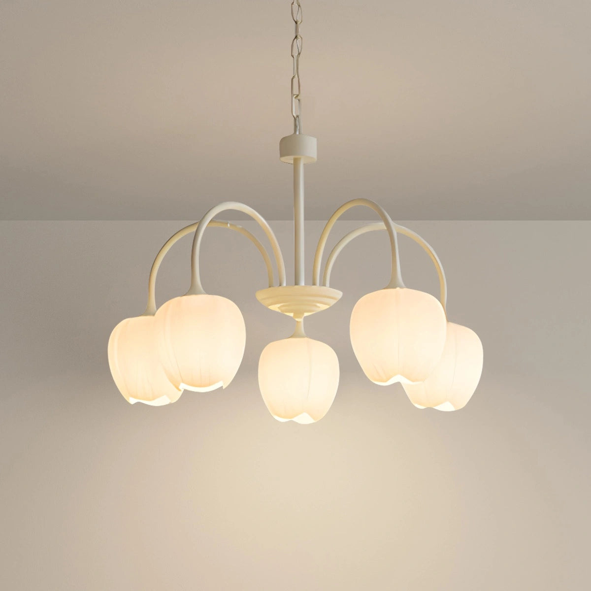 TulipGlow | Elegant Vintage Green Glass Chandelier Light Fixture 10