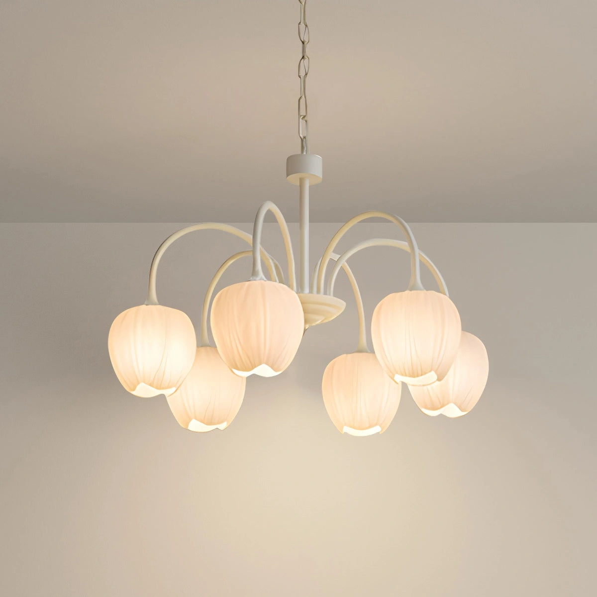 TulipGlow | Elegant Vintage Green Glass Chandelier Light Fixture 9