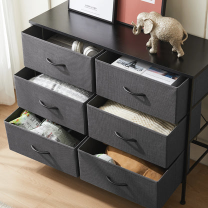 Versatile Nightstand with Wooden Top | Sturdy Fabric Storage Solution for Bedroom and Living Room 2
