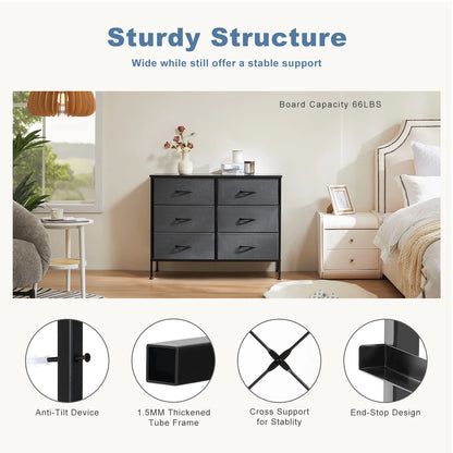 Versatile Nightstand with Wooden Top | Sturdy Fabric Storage Solution for Bedroom and Living Room 4