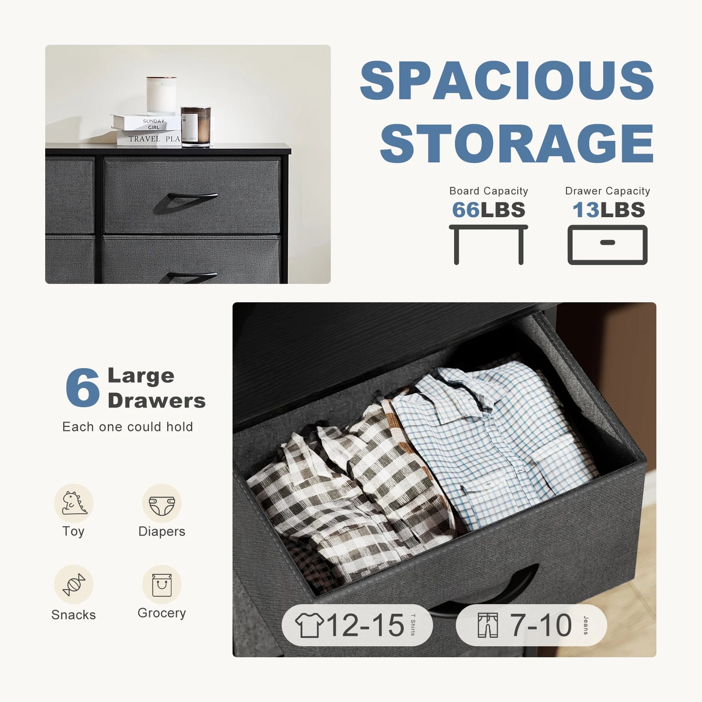Versatile Nightstand with Wooden Top | Sturdy Fabric Storage Solution for Bedroom and Living Room 5