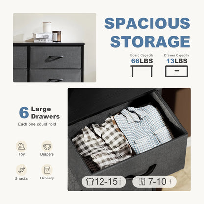 Versatile Nightstand with Wooden Top | Sturdy Fabric Storage Solution for Bedroom and Living Room 5
