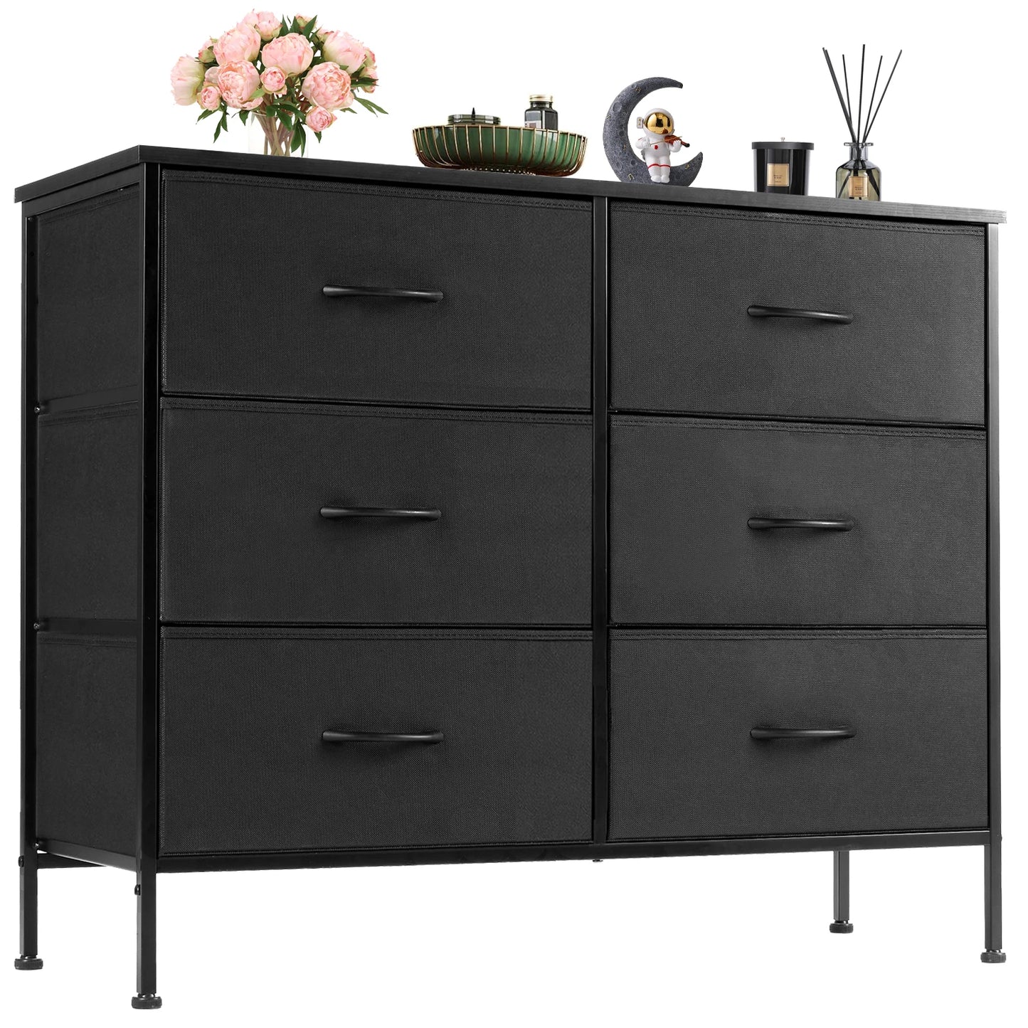Versatile Nightstand with Wooden Top | Sturdy Fabric Storage Solution for Bedroom and Living Room 6