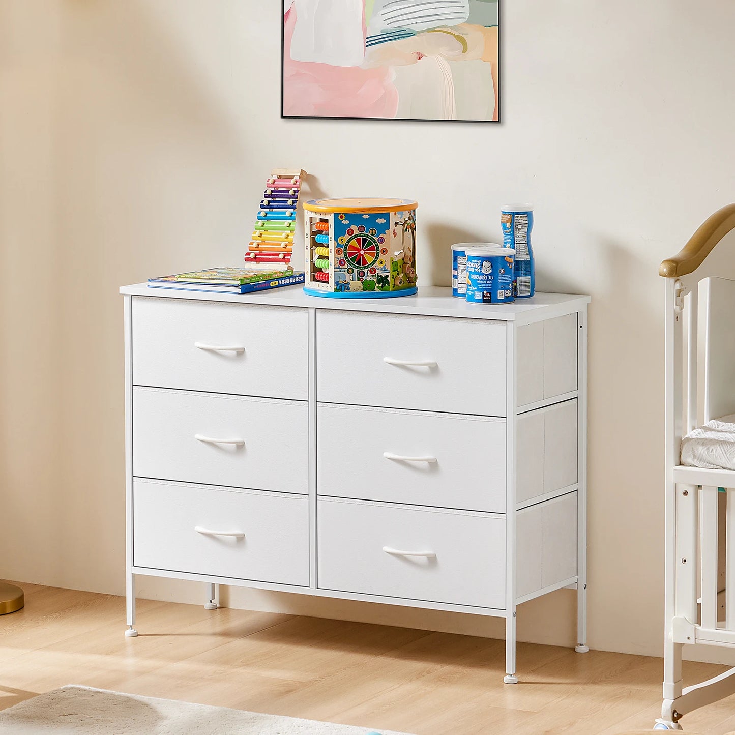 Versatile Nightstand with Wooden Top | Sturdy Fabric Storage Solution for Bedroom and Living Room 7