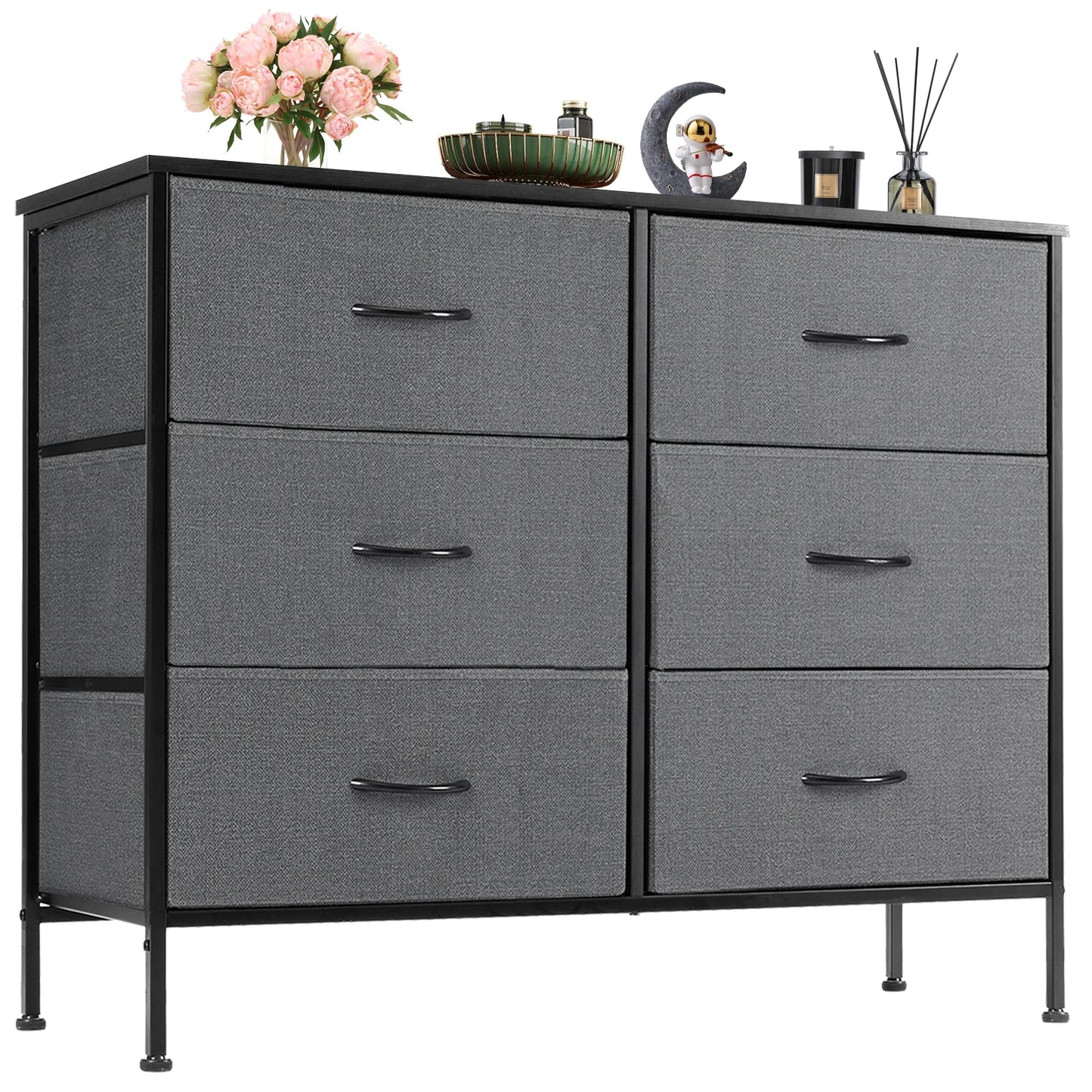 Versatile Nightstand with Wooden Top | Sturdy Fabric Storage Solution for Bedroom and Living Room 8