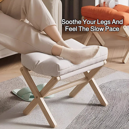 Versatile Wooden Footstool Ottoman with Storage Compartment | Compact Design for Comfort and Organization 0