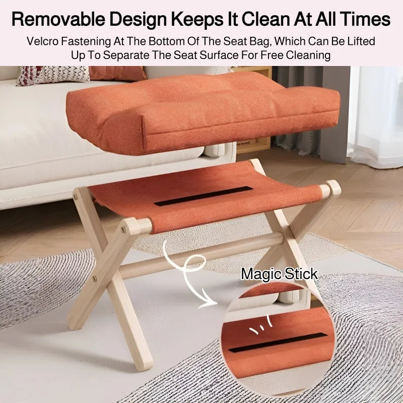 Versatile Wooden Footstool Ottoman with Storage Compartment | Compact Design for Comfort and Organization 2