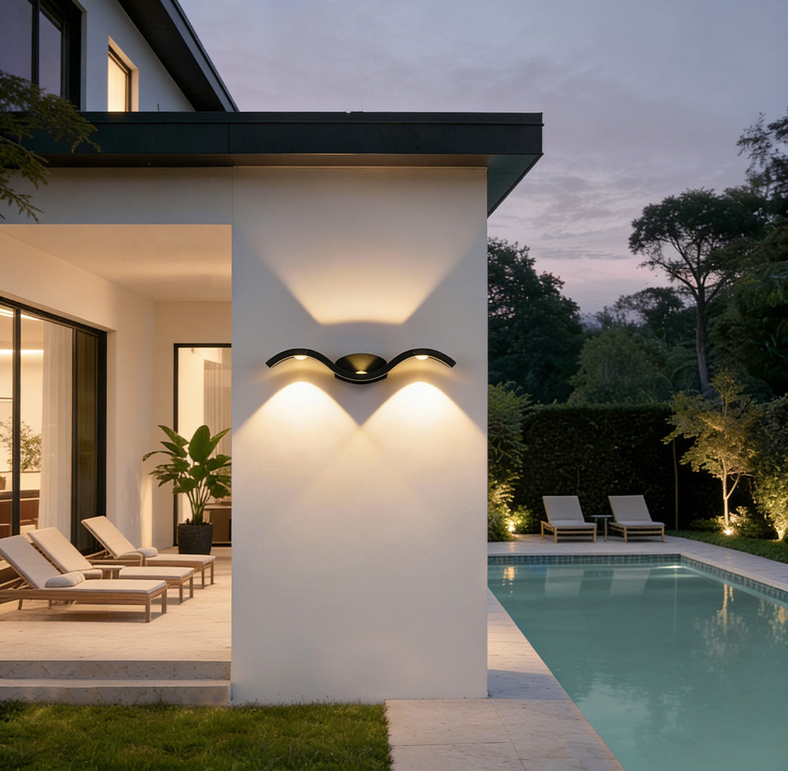 Wave Collection | Outdoor Wall Sconce Lighting with Up-Down Illumination | Stylish Seagull Design for Gardens and Patios 0