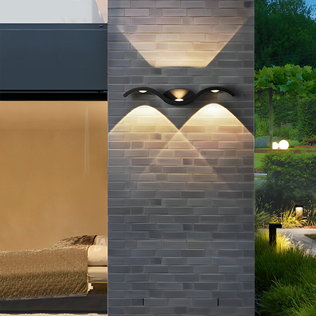 Wave Collection | Outdoor Wall Sconce Lighting with Up-Down Illumination | Stylish Seagull Design for Gardens and Patios 6